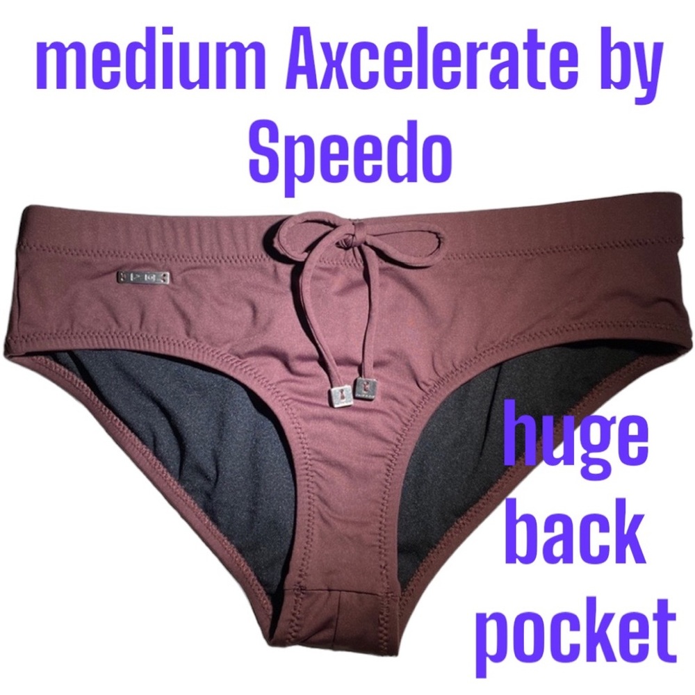 By Speedo Huge Back Pocket Axcelerate bikini zip pocket drawstring Medium brown